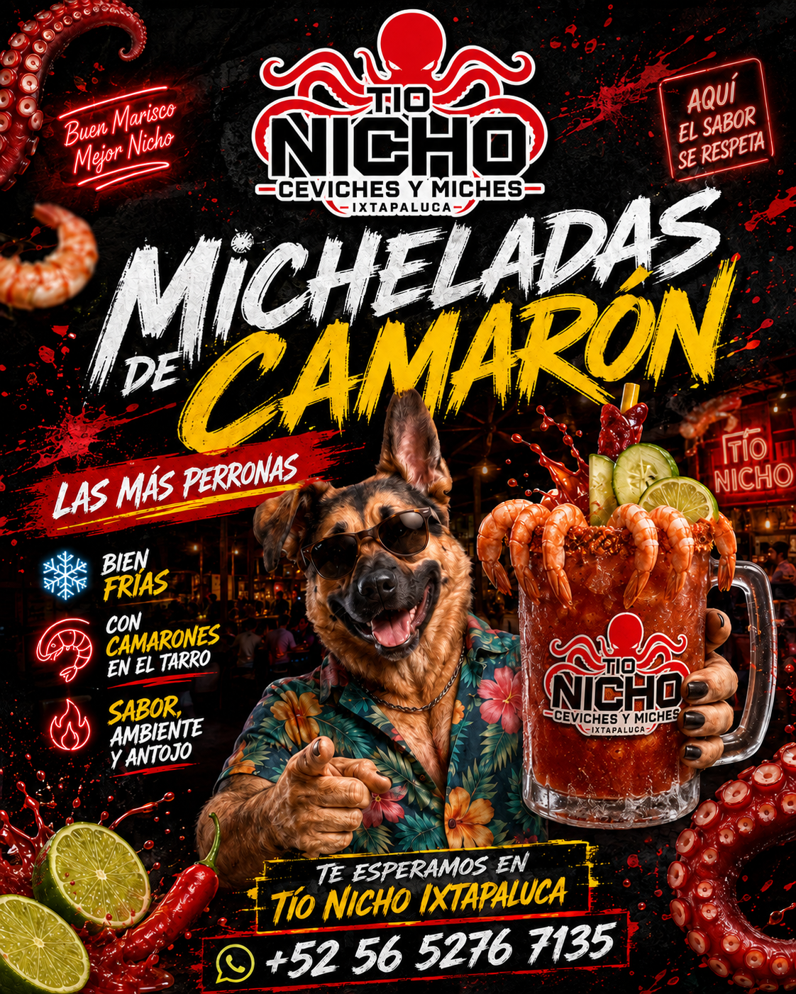 Promoción de micheladas con camarón